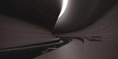Interior render of a hall at Plan C