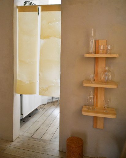 Curtains made from B-foam material by Bonnie Hvillum