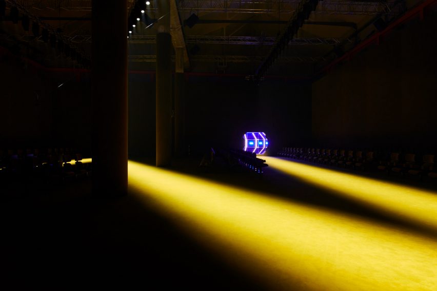 The set of Prada's Fall Winter Menswear show by AMO