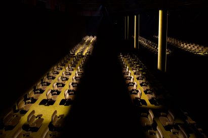 The set of Prada's Fall Winter Menswear show by AMO