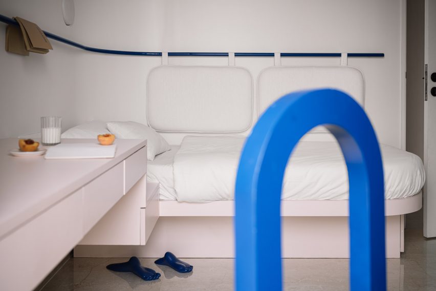 Bedroom interior of Out of the Blue apartment in India