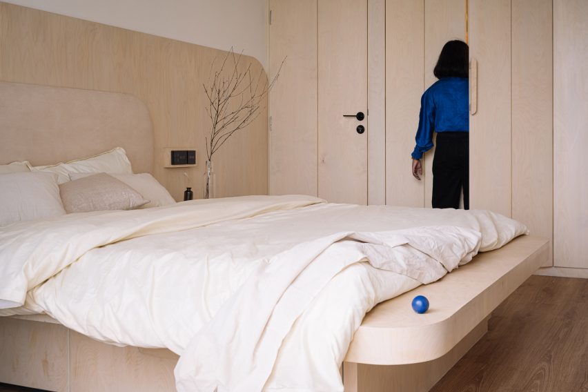 Bedroom interior of Out of the Blue apartment in India