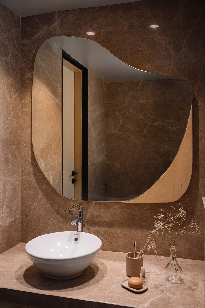 Bathroom interior of Out of the Blue apartment in India