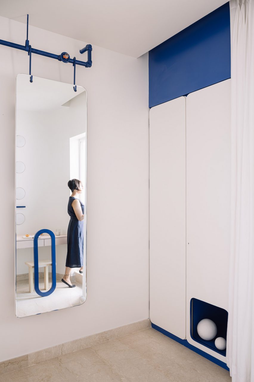Bedroom interior of Out of the Blue apartment in India