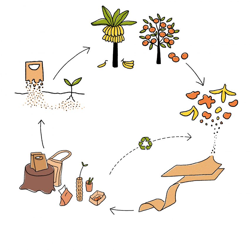 An inforgraphic of the circular design process for Peelsphere