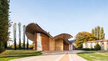 Church in Italy with wavy roof