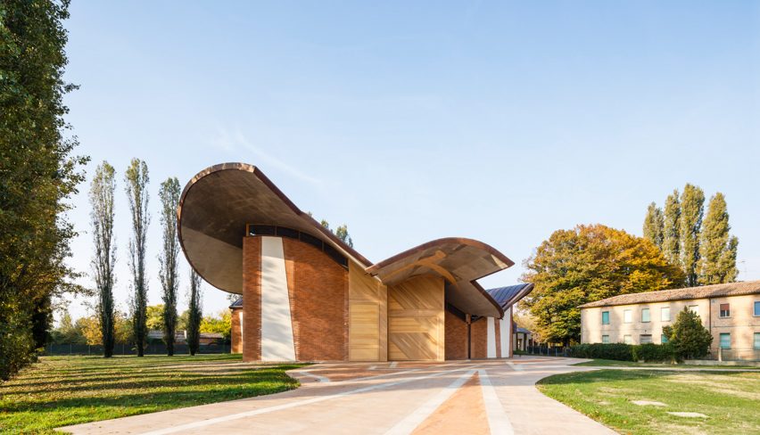 Church in Italy with wavy roof