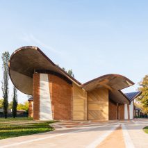Exterior of EMBT-designed church in Ferrara