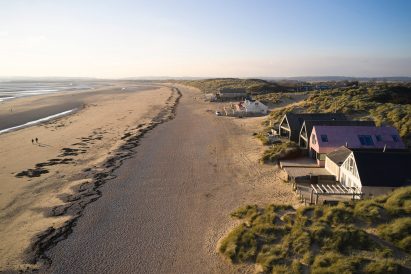 Houses on Camber Sands beach
