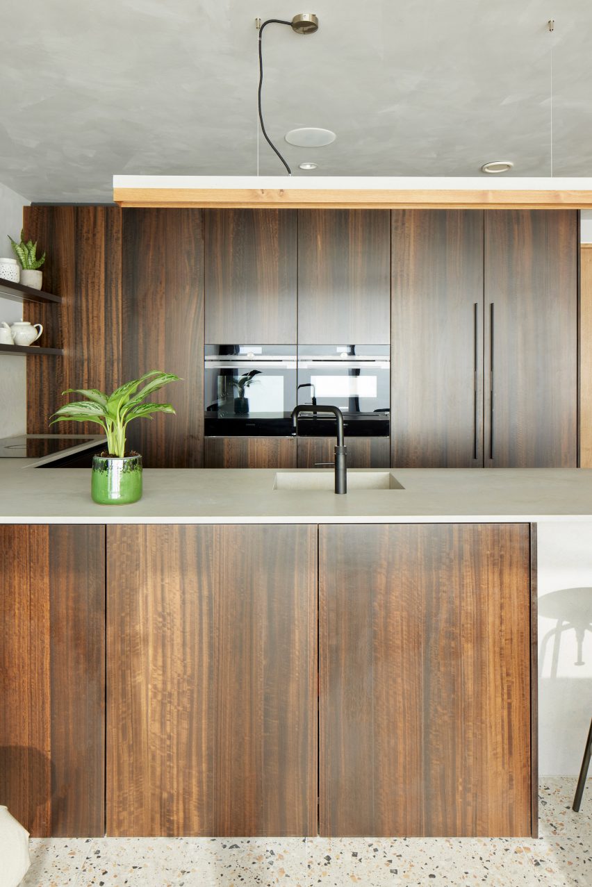 Kitchen with wooden cabinets