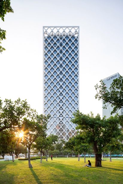 Rural Commercial Bank Headquarters by SOM viewed from a park