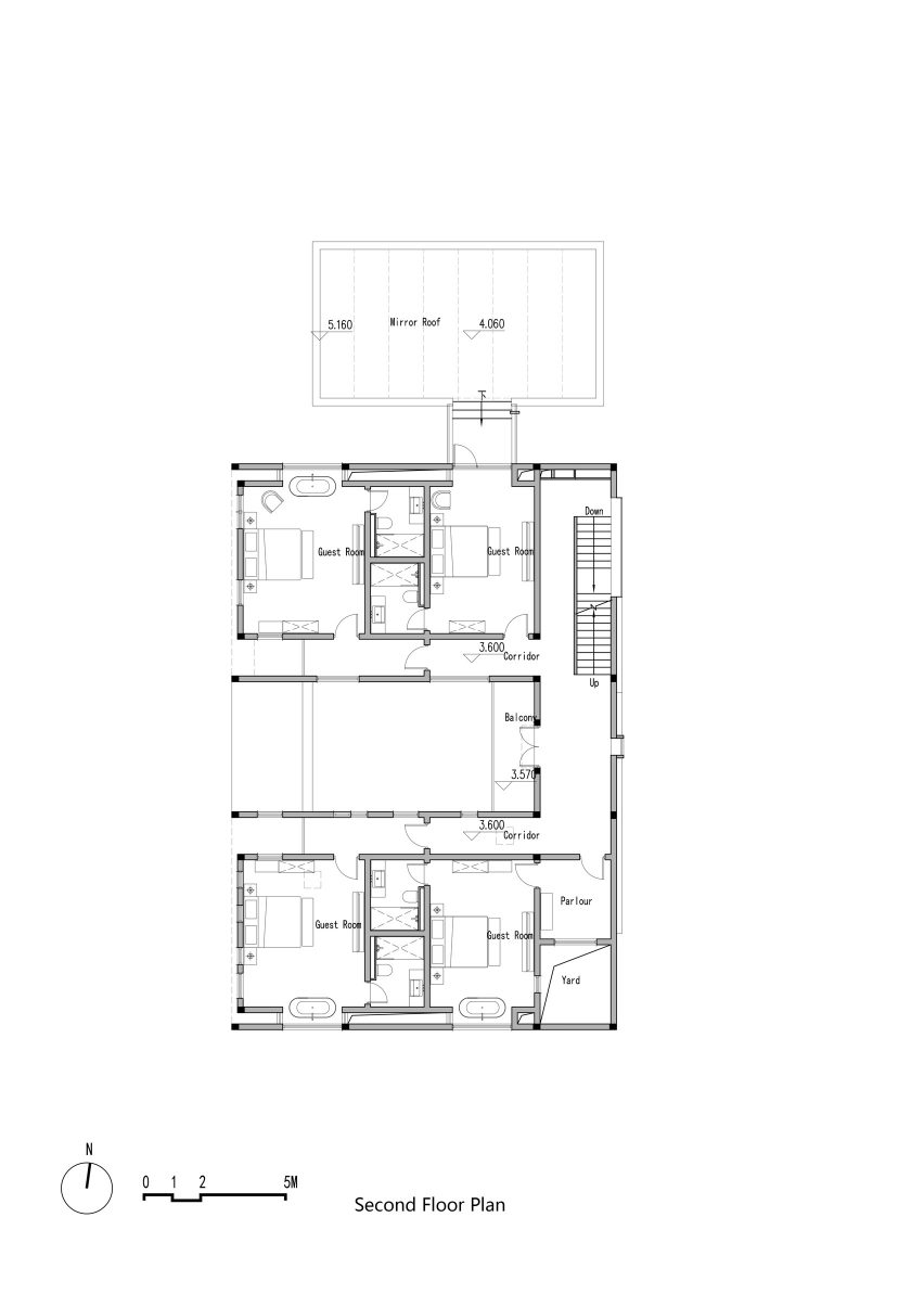 First floor plan, The White Section Homestay by Wutopia Lab