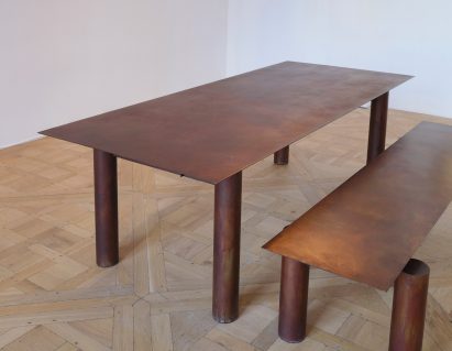 Steel table at Carpenters Workshop Gallery