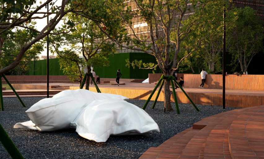 pillow-shaped installations by design studio A&V
