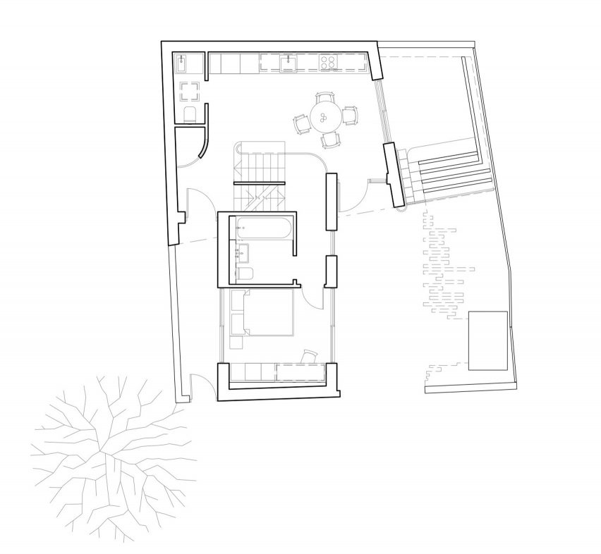 First floor plan of Tree House by Fletcher Crane Architects