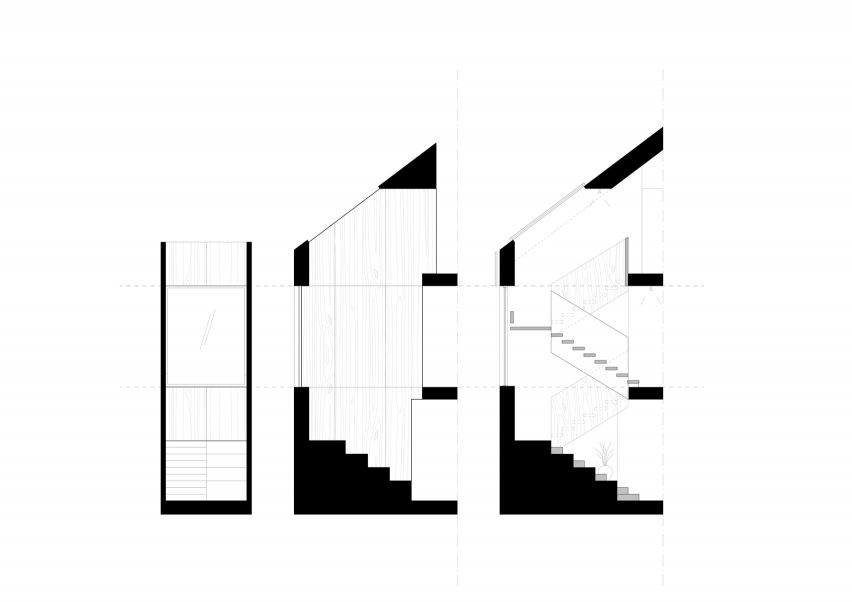 Staircase sections, Villa Timmerman by Andreas Lyckefors and Josefine Wikholm