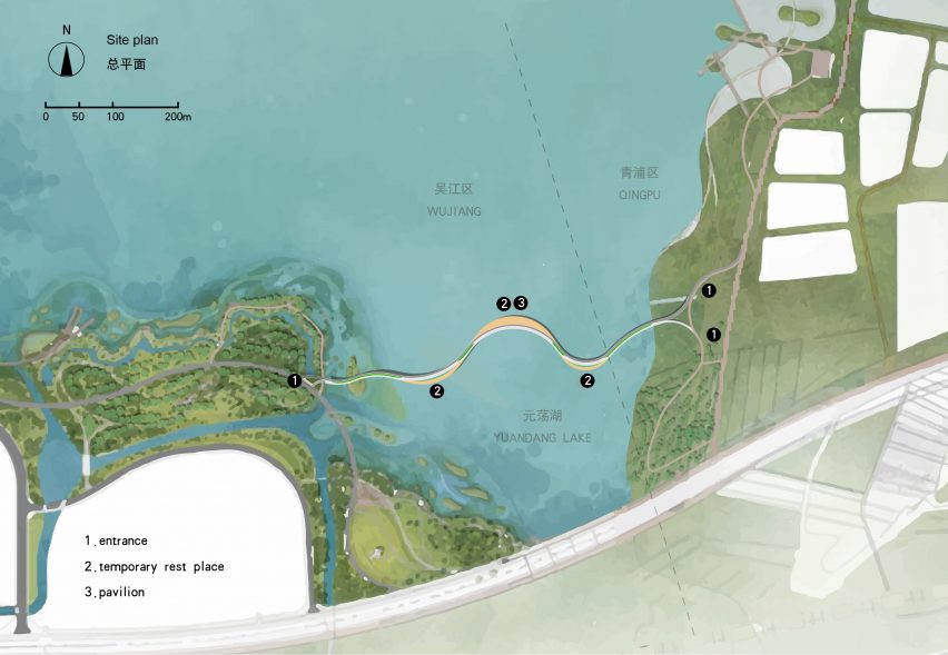 Site plan for Yuandang Bridge by BAU