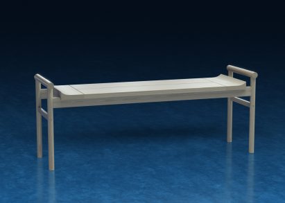 A photograph of KIimt, which is a white wooden bench
