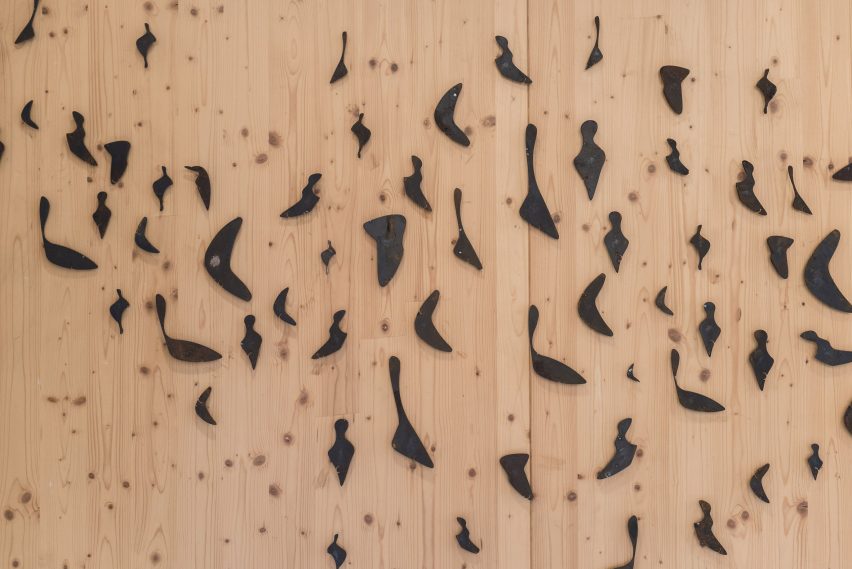 Metal pattern on wood
