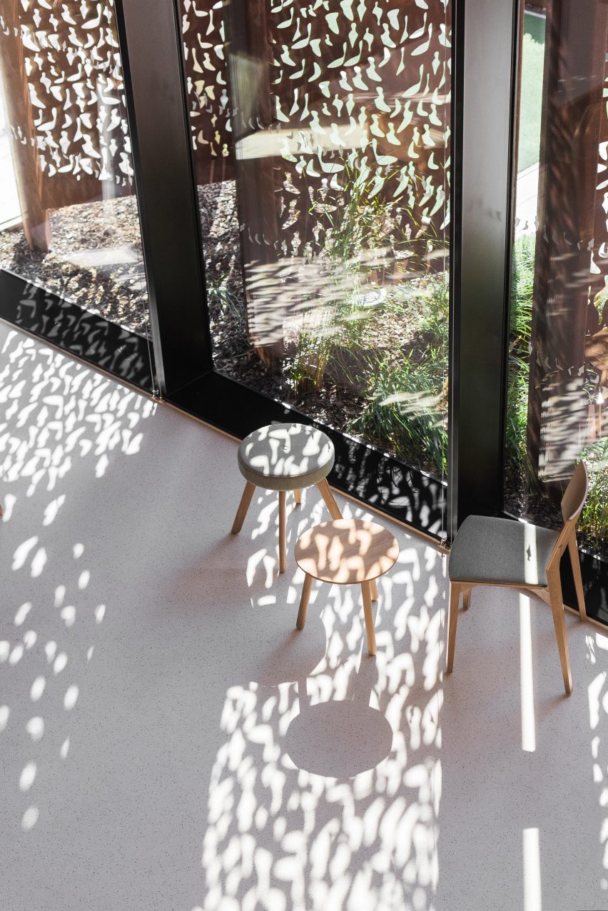Shadow caused by Corten steel pattern