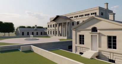 Classical portico on modern house