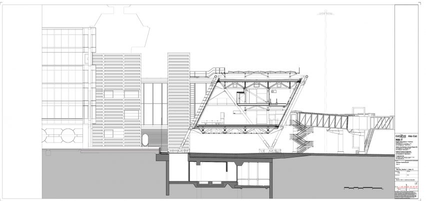 Section of Aile Est airport by RSHP