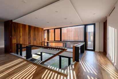 Tall wooden shutters