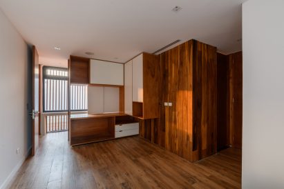 Wooden shutters on windows