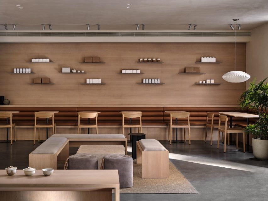 Interiors of Basao Tea store in Xiamen, China designed by Norm Architects