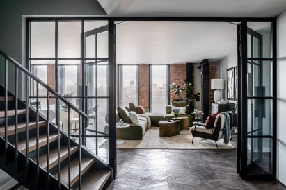 Crittal glazing at Switch House East by Michaelis Boyd