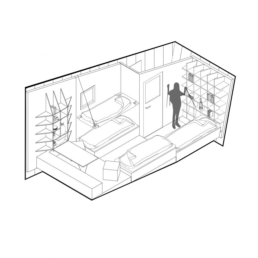 Axonometric drawing of Bivacco Brédy by BCW Collective