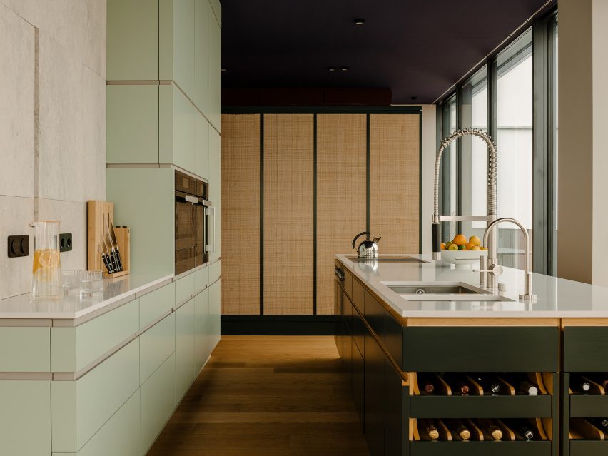 Kitchen inside Berlin apartment designed by Gisbert Poppler