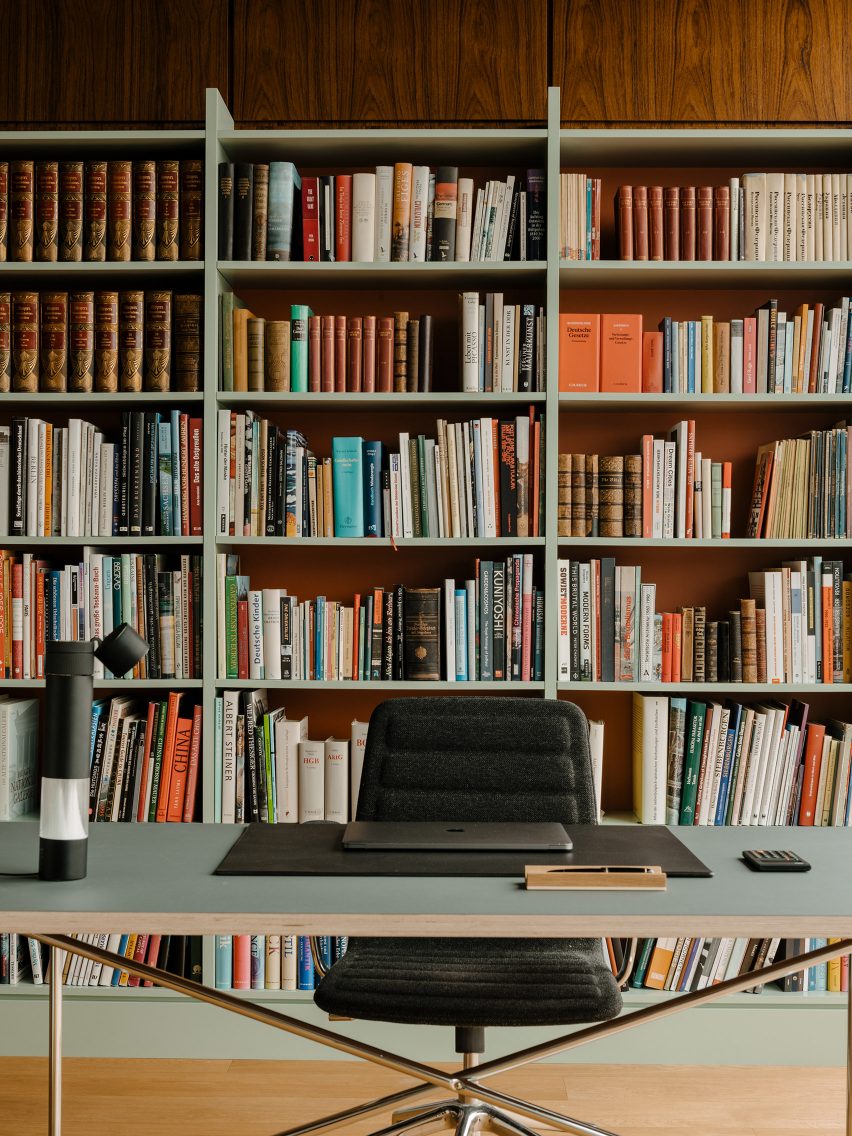 Study inside Berlin apartment designed by Gisbert Poppler