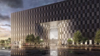 Exterior render of the entrance to Wildflower Studios