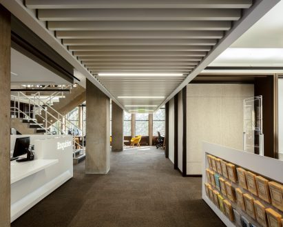 Interior image of work spaces at the Charles Clore House