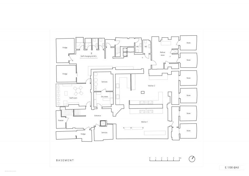 Basement floor plan, Carousel restaurant by RISE Design Studio