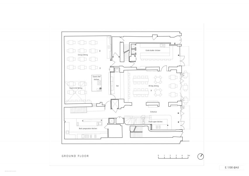 Ground floor plan, Carousel restaurant by RISE Design Studio