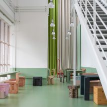 Interior of green cafe in Copenhagen