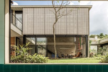 Exterior of Courtyard House for Two Boys
