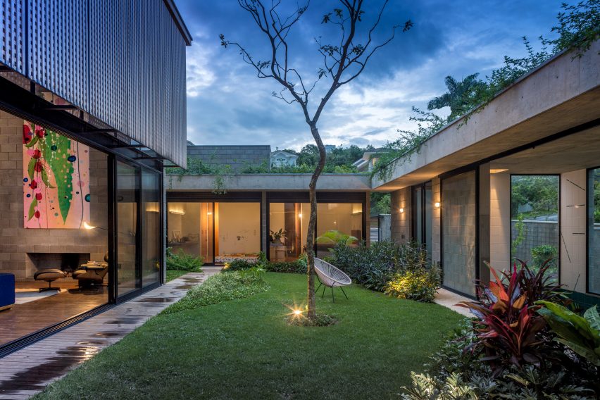 Exterior of Courtyard House for Two Boys
