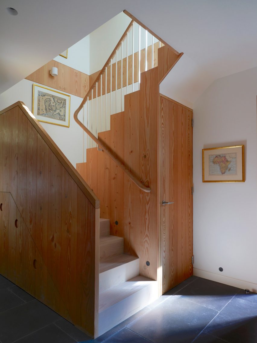 Staircase inside Danish Mews House by Neil Dusheiko Architects