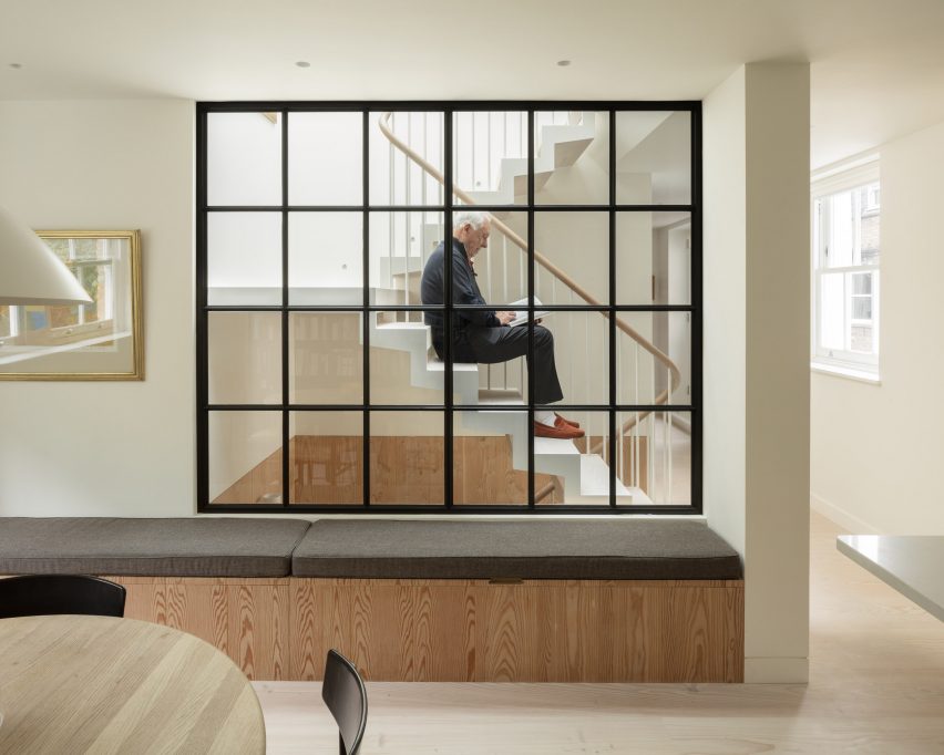 Staircase inside Danish Mews House by Neil Dusheiko Architects