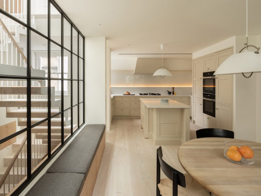 Kitchen interior of Danish Mews House by Neil Dusheiko Architects