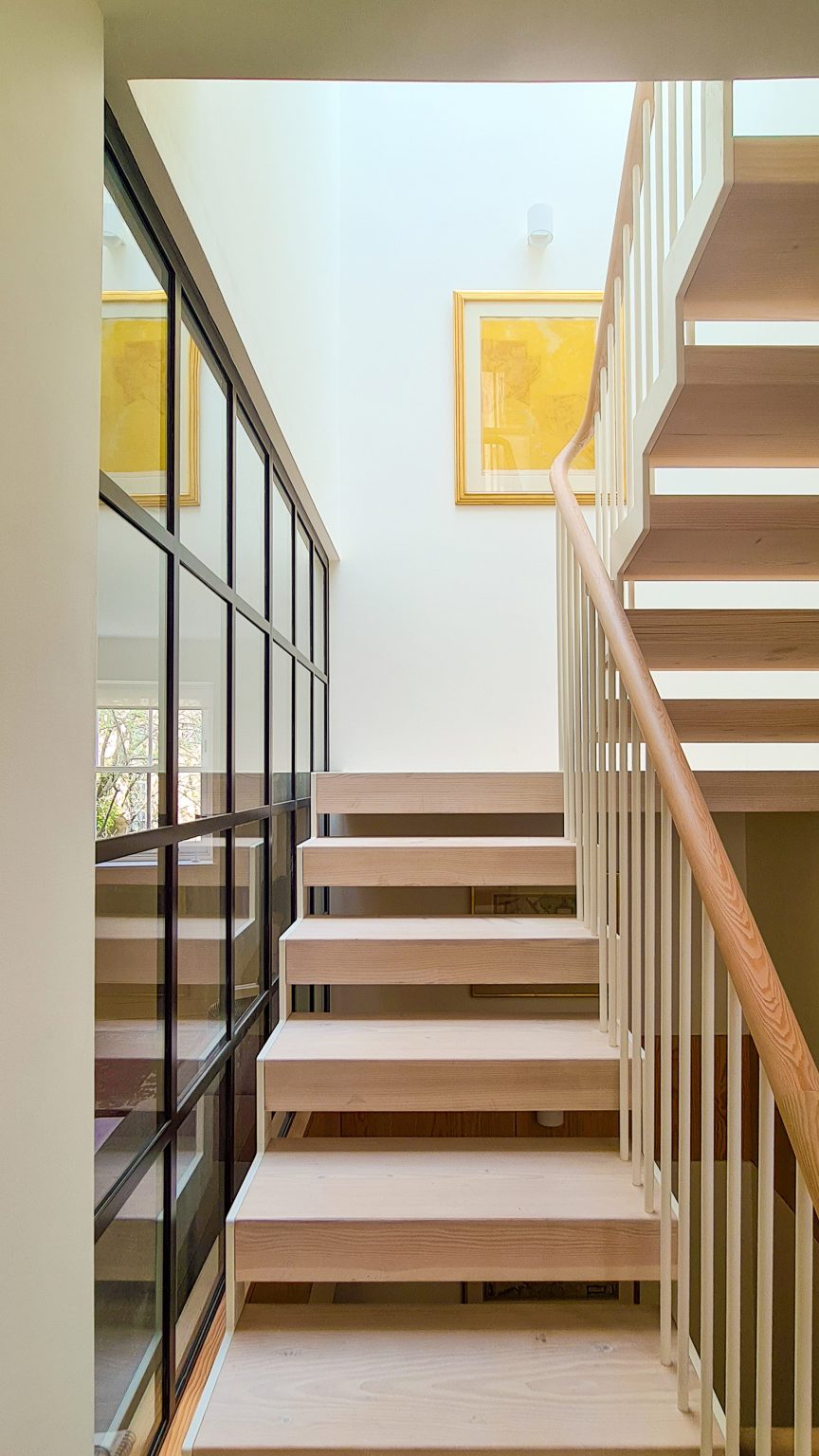 Staircase inside Danish Mews House by Neil Dusheiko Architects