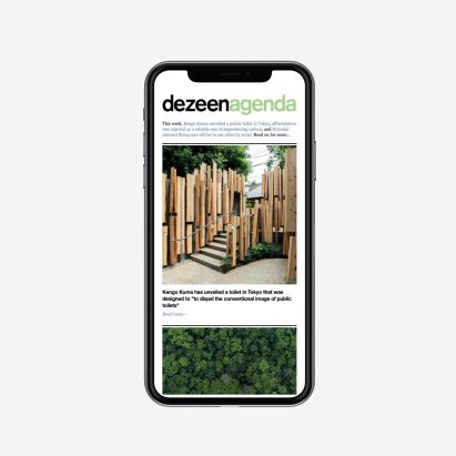 A smartphone screen showing the Dezeen Agenda newsletter