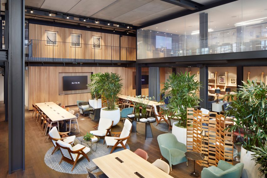 Double-height space in DL/78 workspace designed by MSMR Architects for Derwent London's 80 Charlotte Street