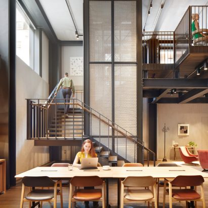 Staircase in DL/78 workspace designed by MSMR Architects for Derwent London's 80 Charlotte Street