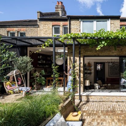 Stained timber extension