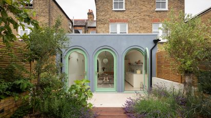 Pastel-hued kitchen extension