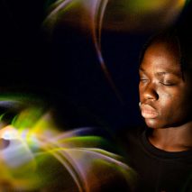 A woman inside Dreamachine